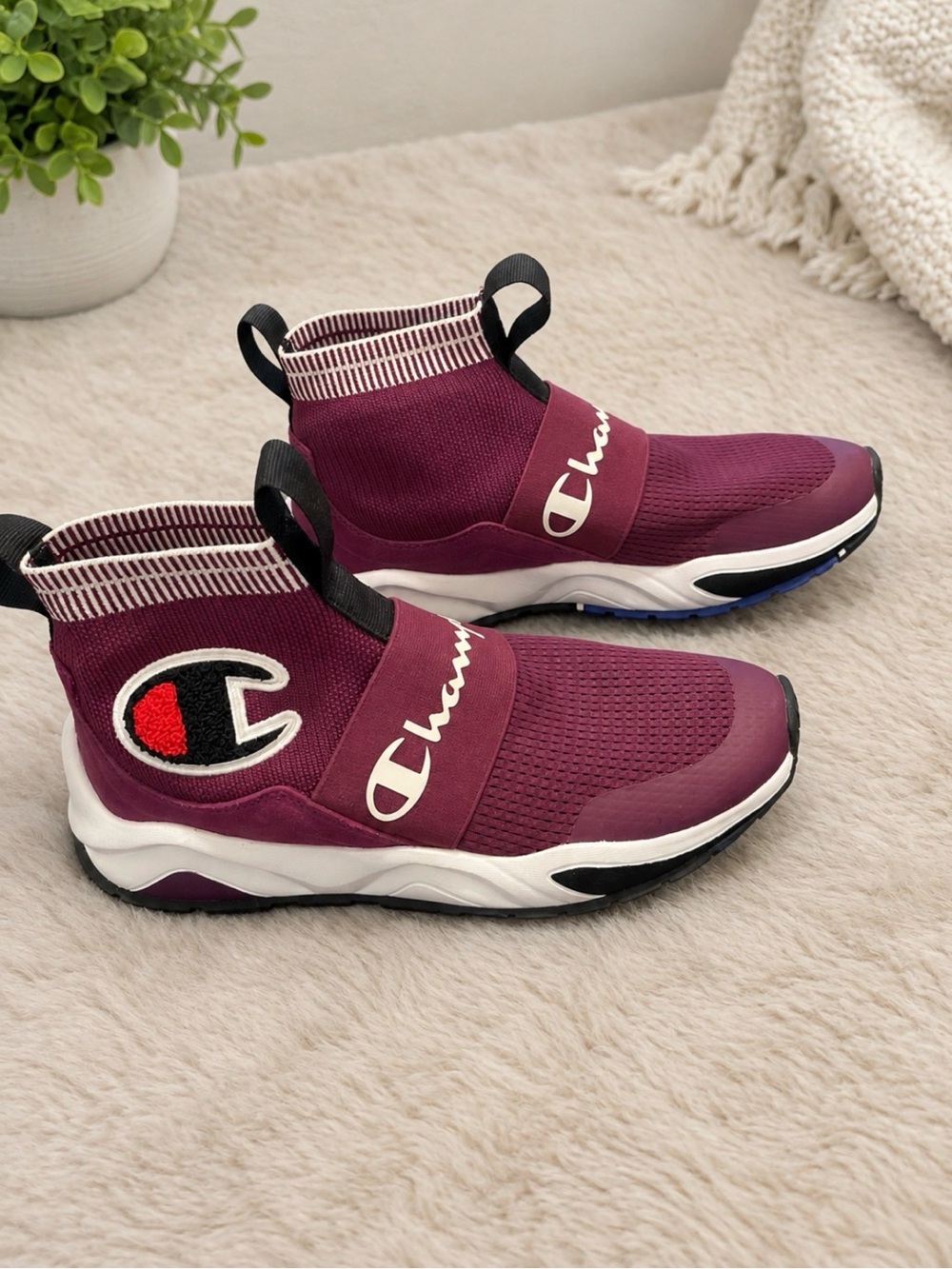 Champion Women's Maroon Burgundy and Black Athletic Sneakers